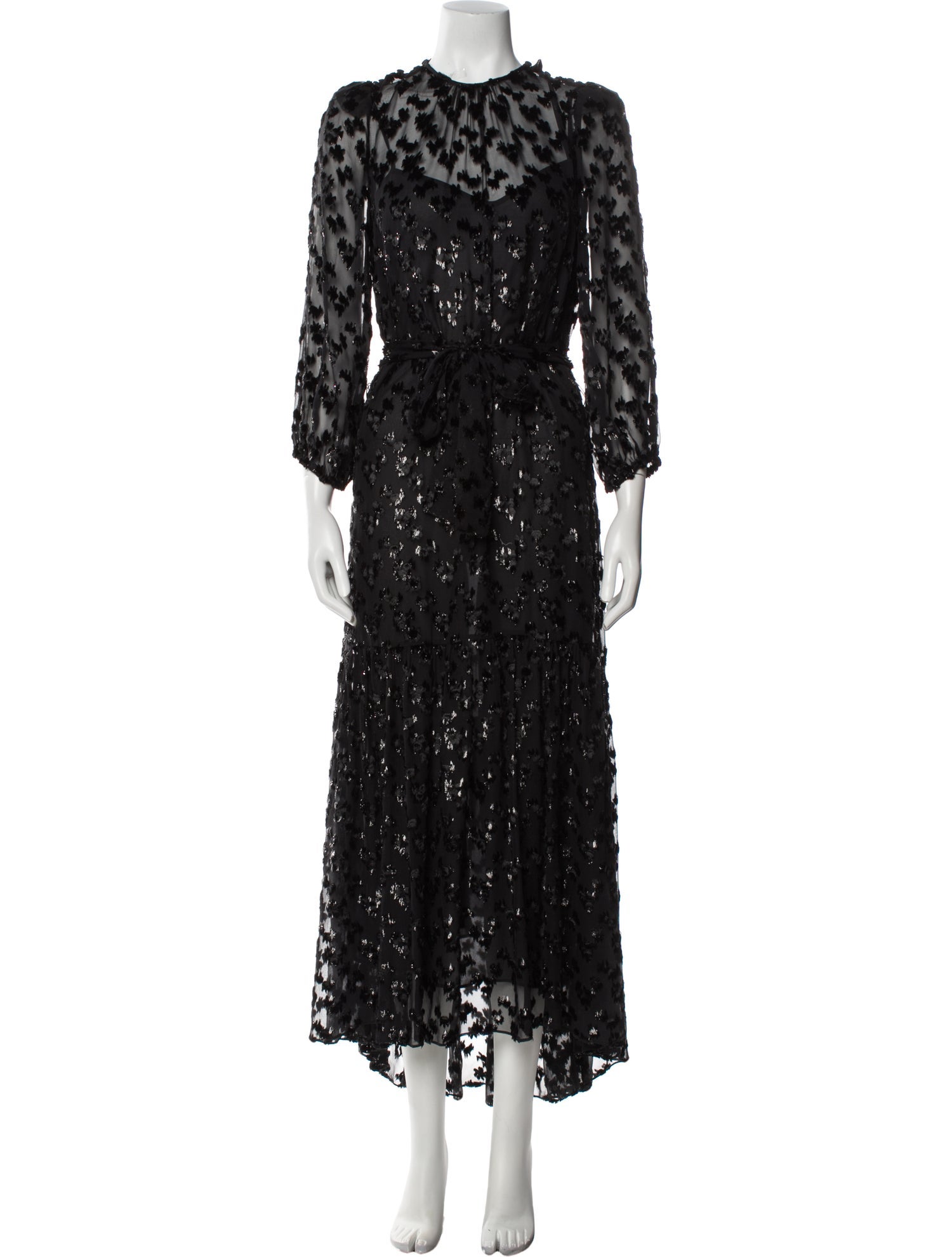 Black Iris Silk Long Dress w/ Tags