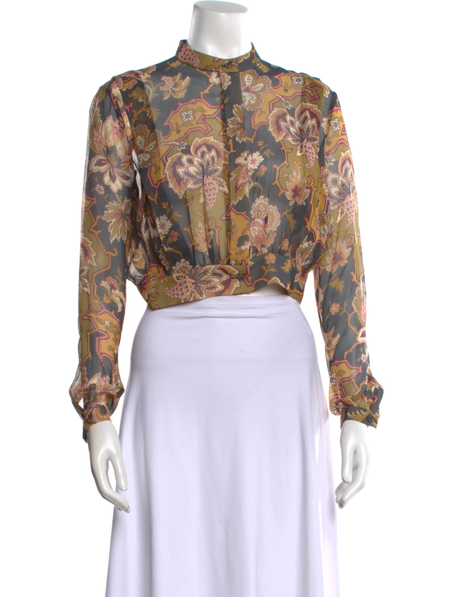 Black Iris Silk Paisley Print Crop Top