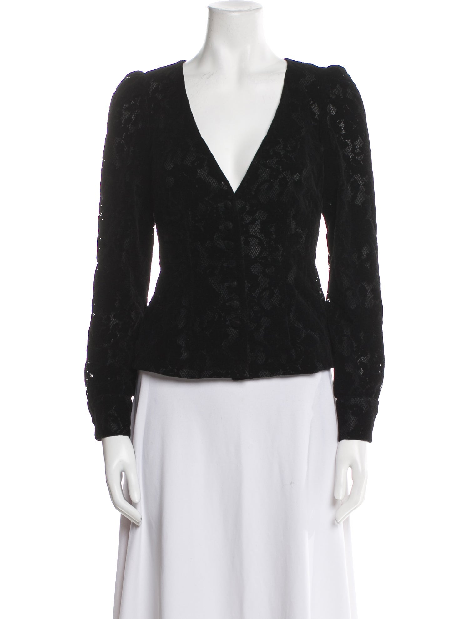 Black Iris V-Neck Long Sleeve Top