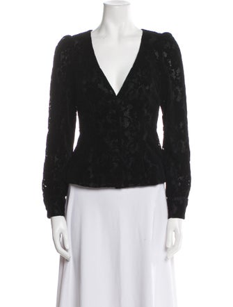 Black Iris V-Neck Long Sleeve Top