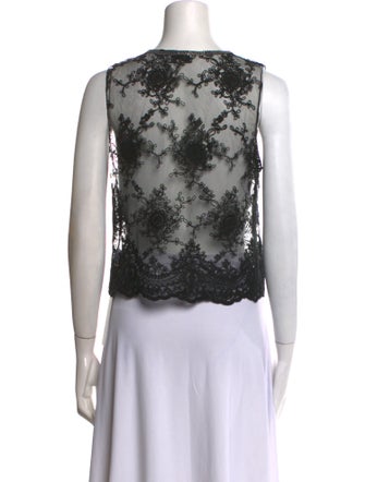 Black Iris Lace Pattern Scoop Neck Crop Top