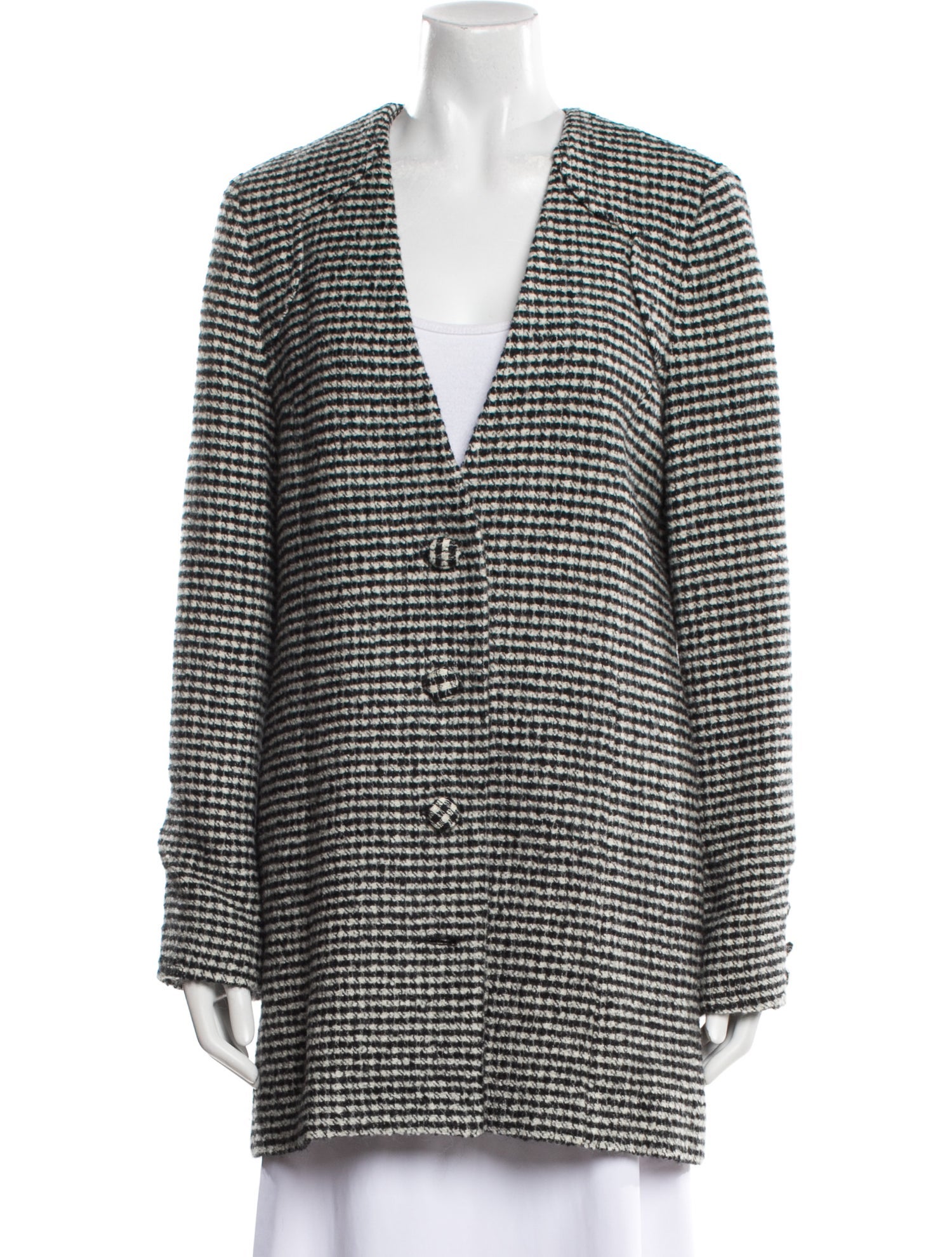 Black Iris Wool Plaid Print Coat