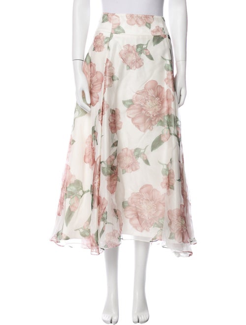 Black Iris Silk Midi Length Skirt