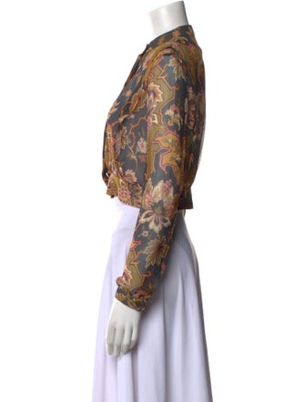 Black Iris Silk Floral Print Crop Top