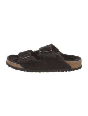 Birkenstock Suede Fur Trim Mules