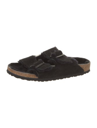Birkenstock Suede Fur Trim Mules