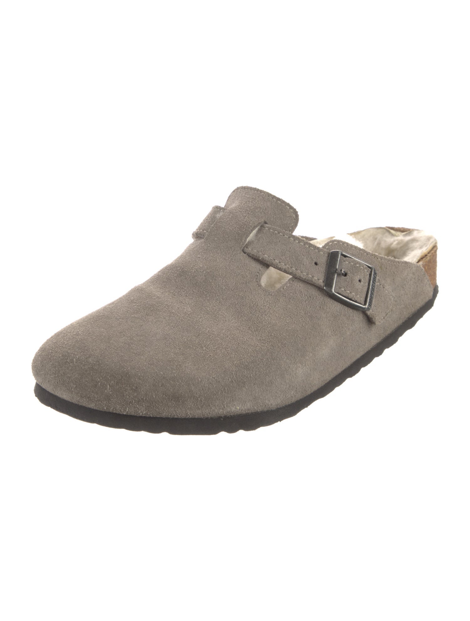Birkenstock Suede Fur Trim Mules