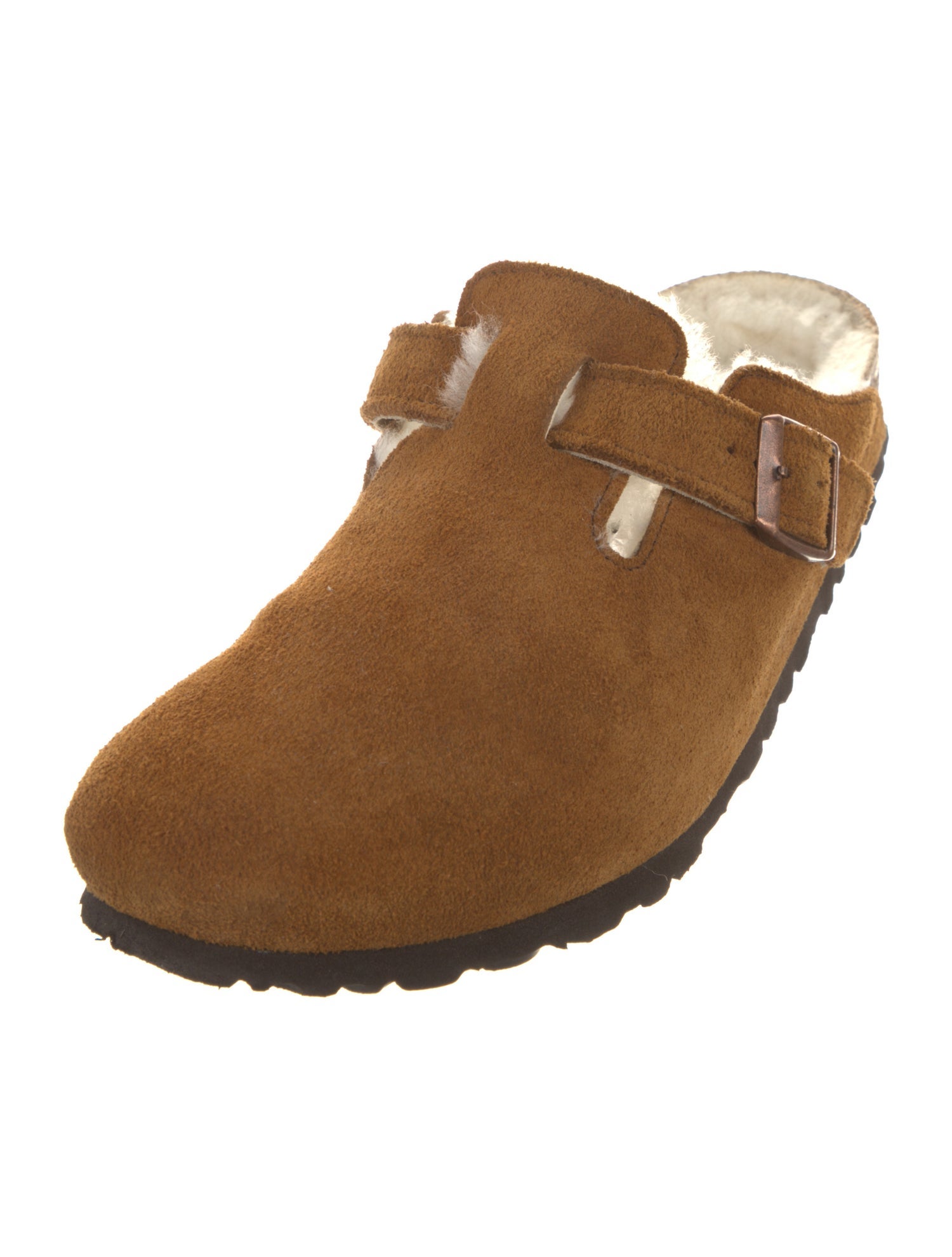 Birkenstock Suede Fur Trim Mules