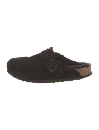 Birkenstock Suede Fur Trim Mules