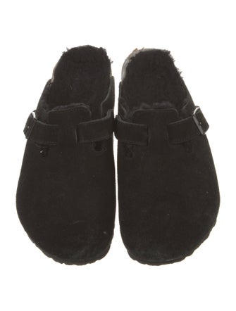 Birkenstock Suede Fur Trim Mules