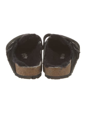 Birkenstock Suede Fur Trim Mules