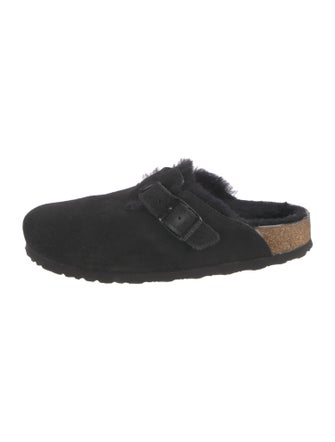 Birkenstock Suede Fur Trim Mules
