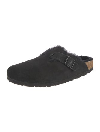 Birkenstock Suede Fur Trim Mules