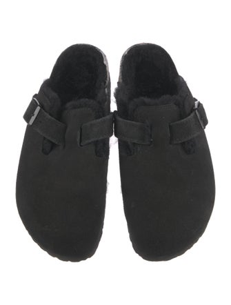 Birkenstock Suede Fur Trim Mules