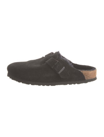 Birkenstock Suede Fur Trim Mules