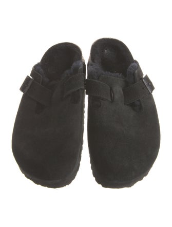 Birkenstock Suede Fur Trim Mules