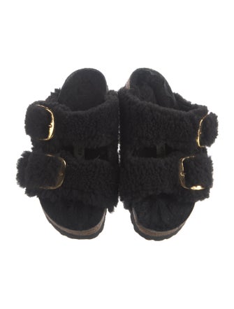 Birkenstock Shearling Floral Print Slides