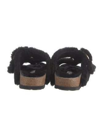 Birkenstock Shearling Floral Print Slides