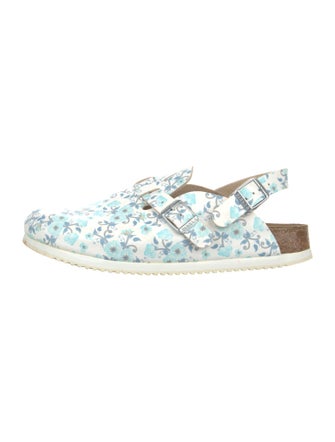 Birkenstock Leather Floral Print Slingback Flats
