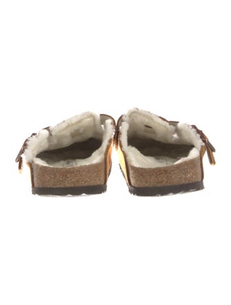 Birkenstock Suede Fur Trim Mules