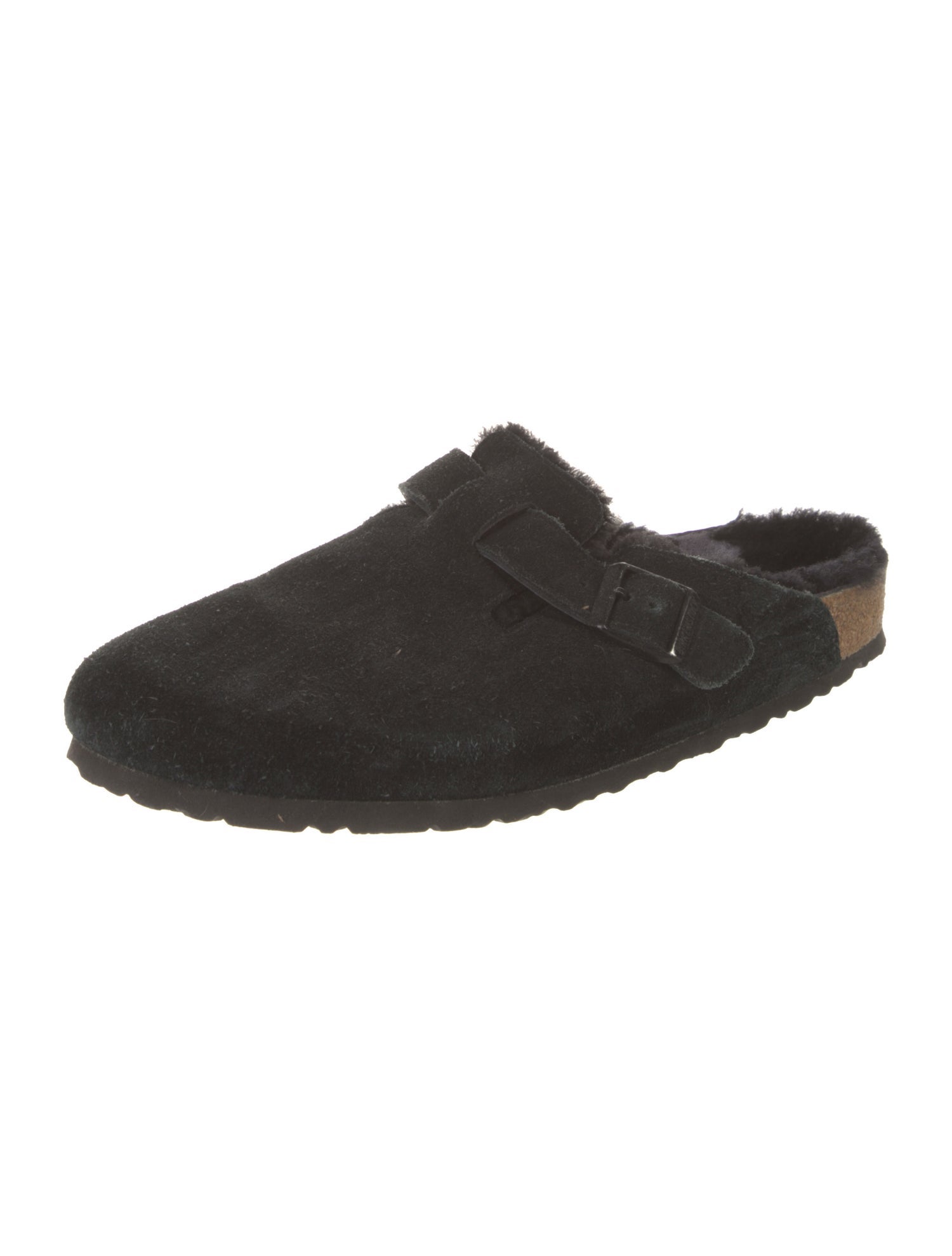 Birkenstock Suede Fur Trim Slides