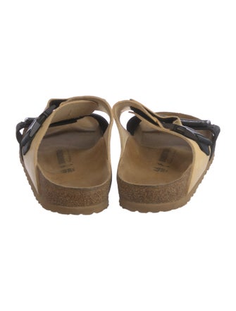Birkenstock Leather Colorblock Pattern Slides