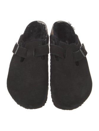 Birkenstock Suede Fur Trim Mules