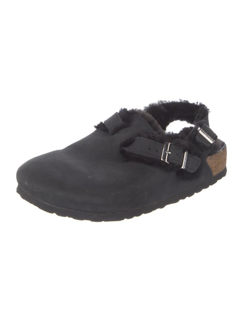 Birkenstock Leather Fur Trim Slingback Flats