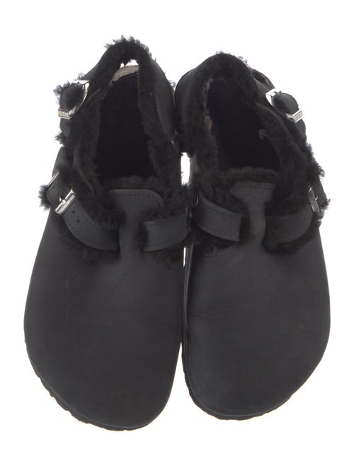 Birkenstock Leather Fur Trim Slingback Flats