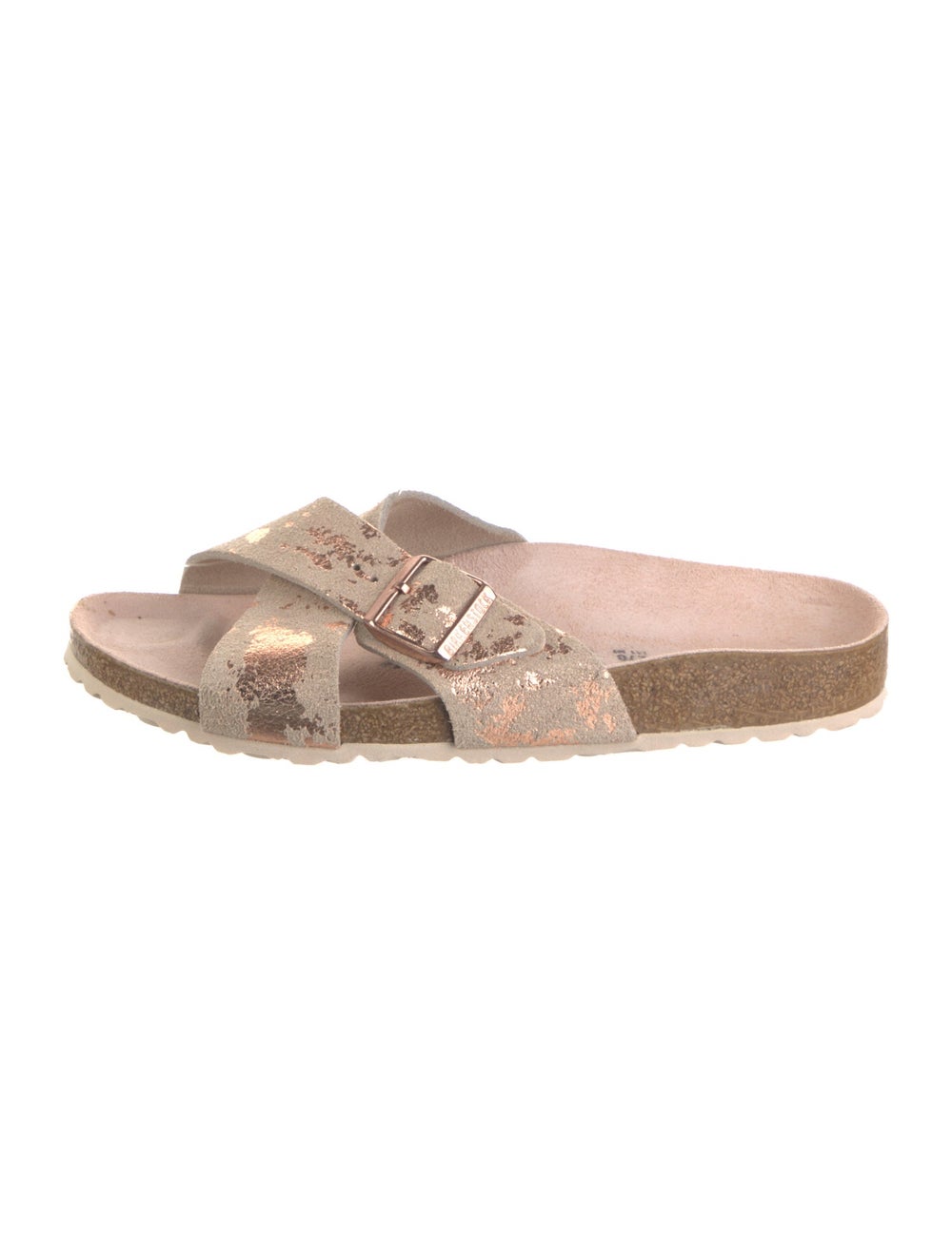 Birkenstock Suede Slides Neutrals Crossover Straps - image 1