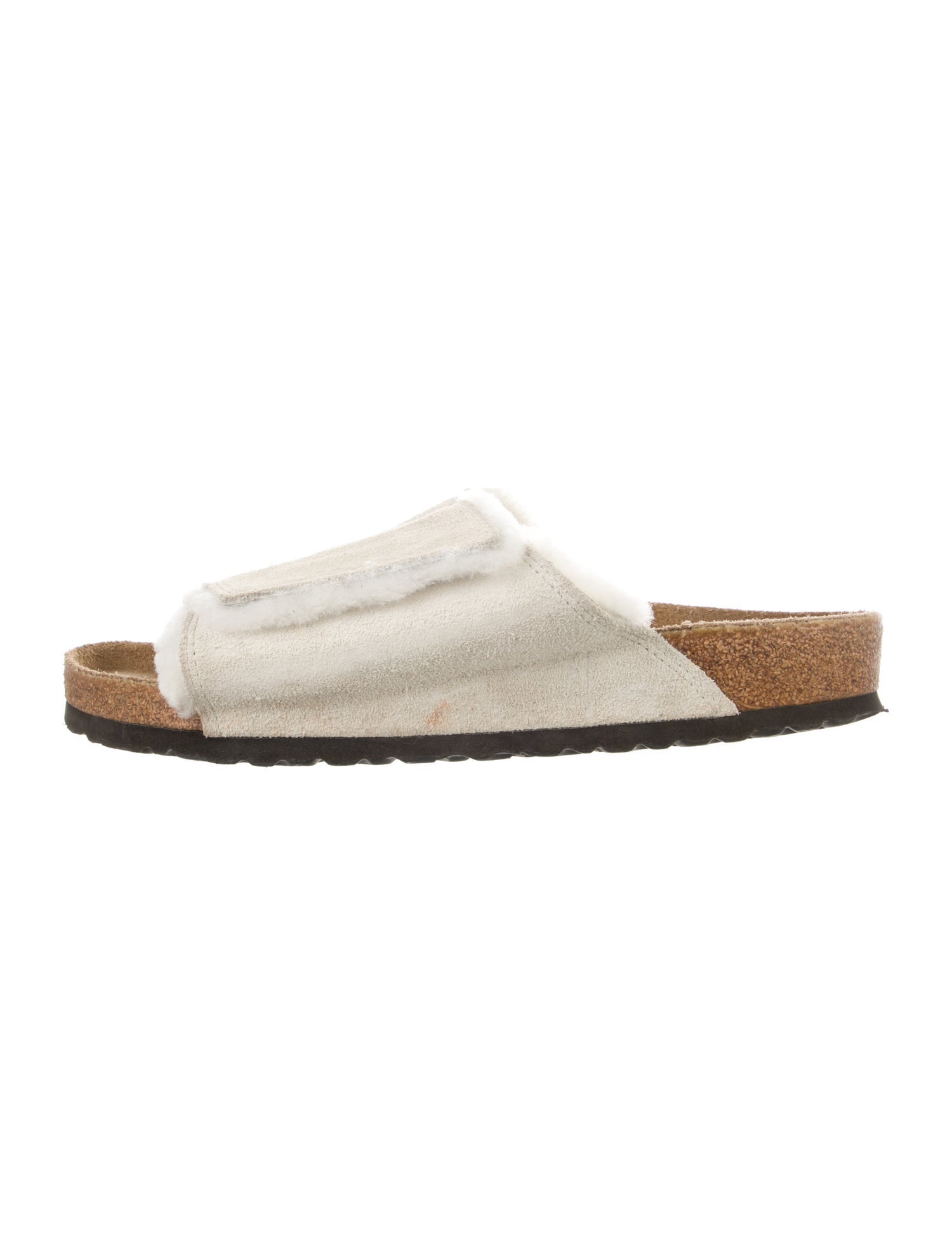 Birkenstock Suede Fur Trim Slides