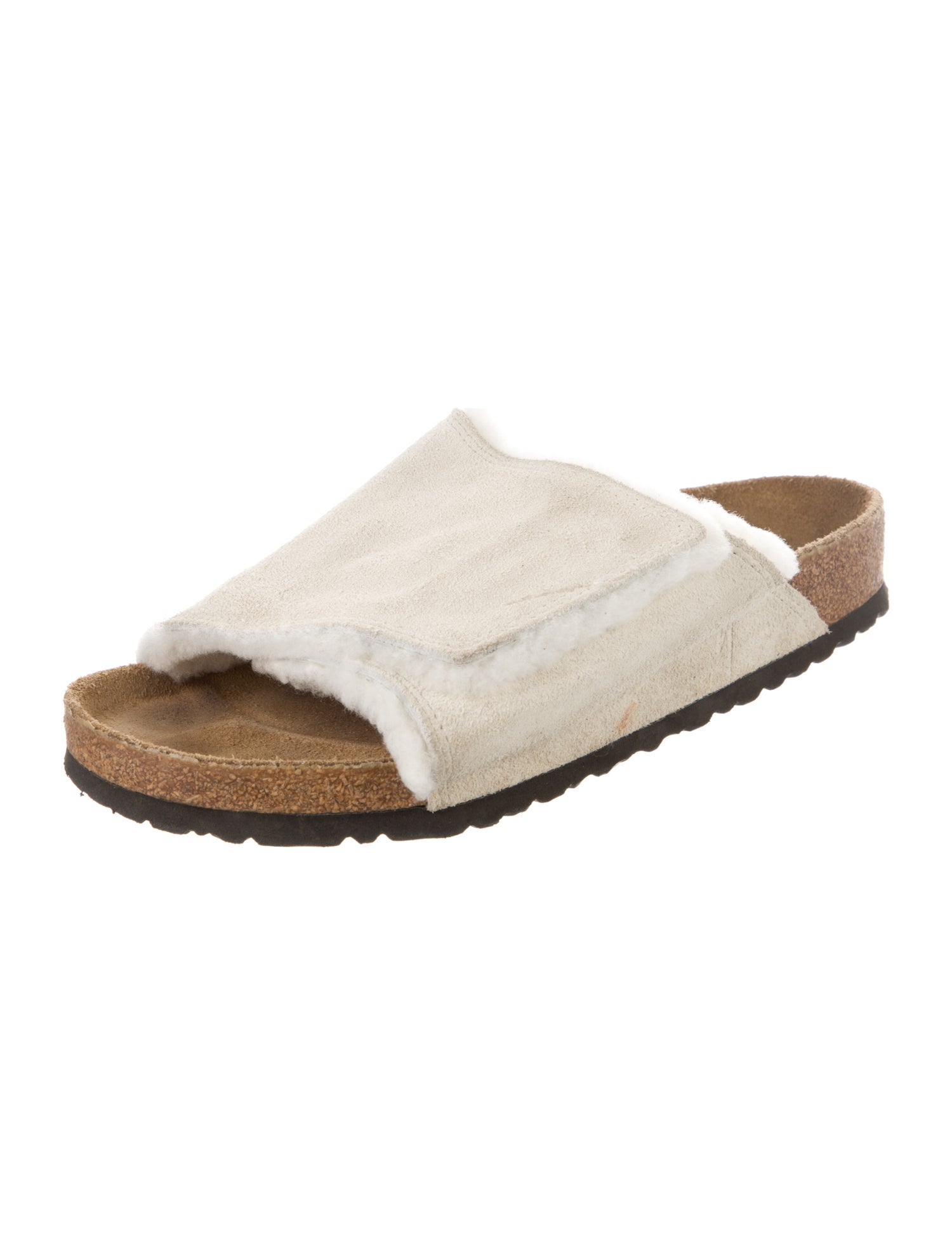 Birkenstock Suede Fur Trim Slides