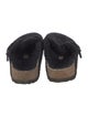 Birkenstock Suede Fur Trim Mules