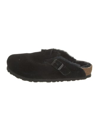 Birkenstock Suede Fur Trim Mules