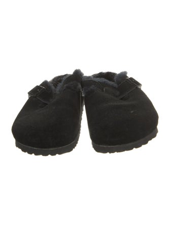 Birkenstock Suede Fur Trim Mules
