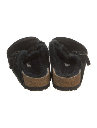 Birkenstock Suede Fur Trim Mules