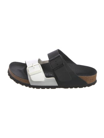 Birkenstock Leather Colorblock Pattern Slides