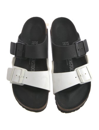 Birkenstock Leather Colorblock Pattern Slides