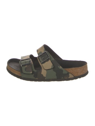 Birkenstock Leather Camouflage Print Slides