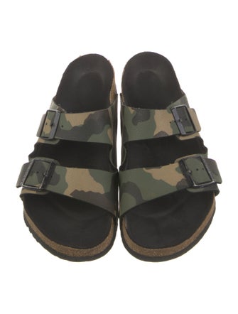Birkenstock Leather Camouflage Print Slides