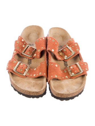 Birkenstock Suede Colorblock Pattern Slides