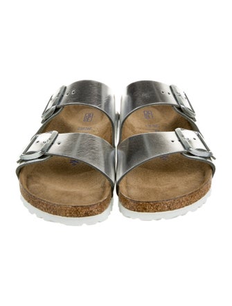 Birkenstock Leather Colorblock Pattern Slides