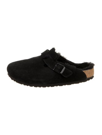 Birkenstock Suede Fur Trim Mules