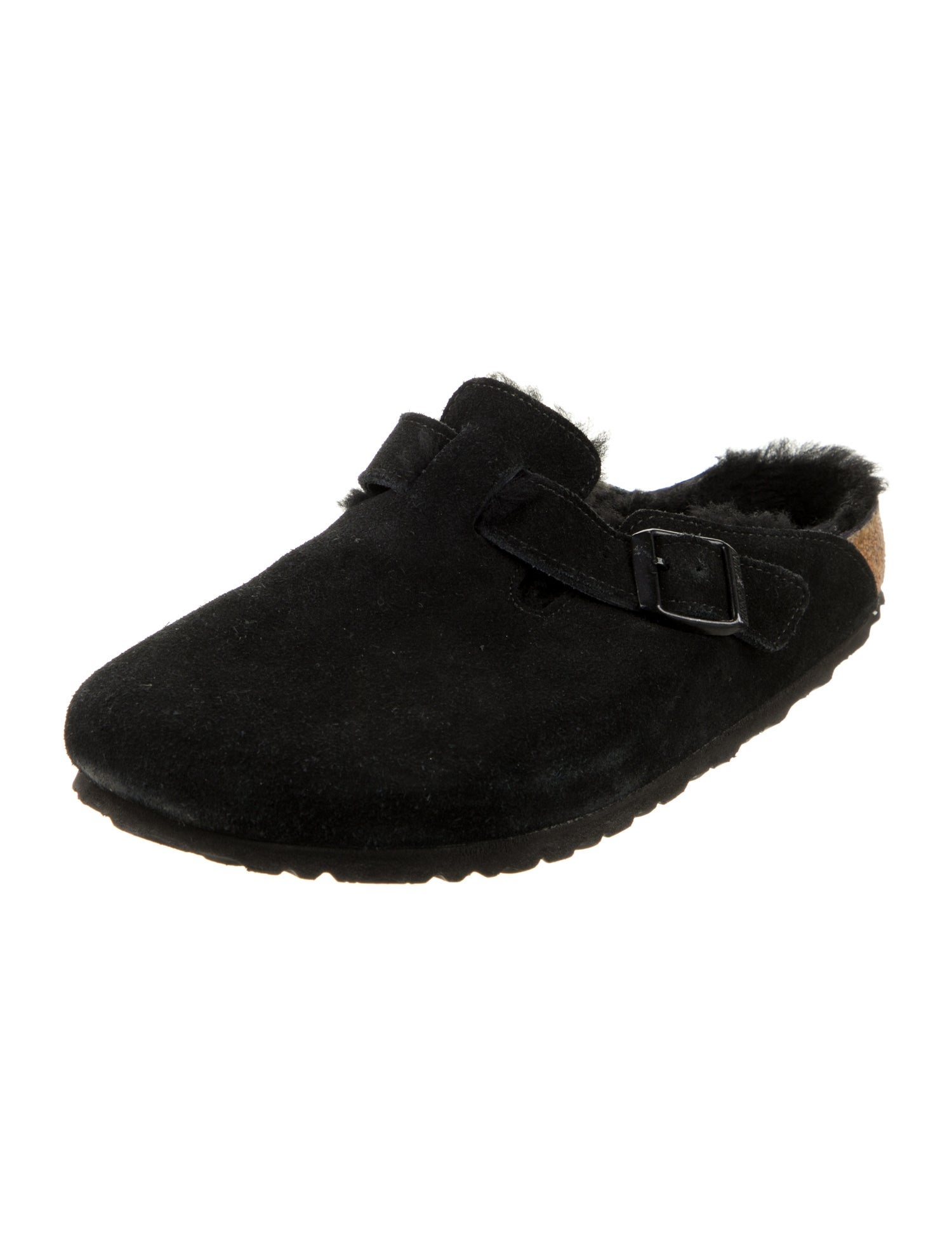 Birkenstock Suede Fur Trim Mules
