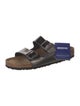 Birkenstock Leather Colorblock Pattern Slides