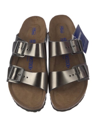 Birkenstock Leather Colorblock Pattern Slides