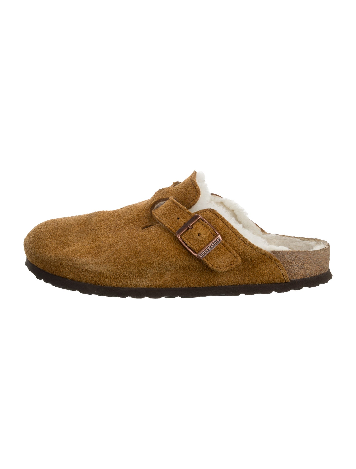 Birkenstock Suede Fur Trim Mules