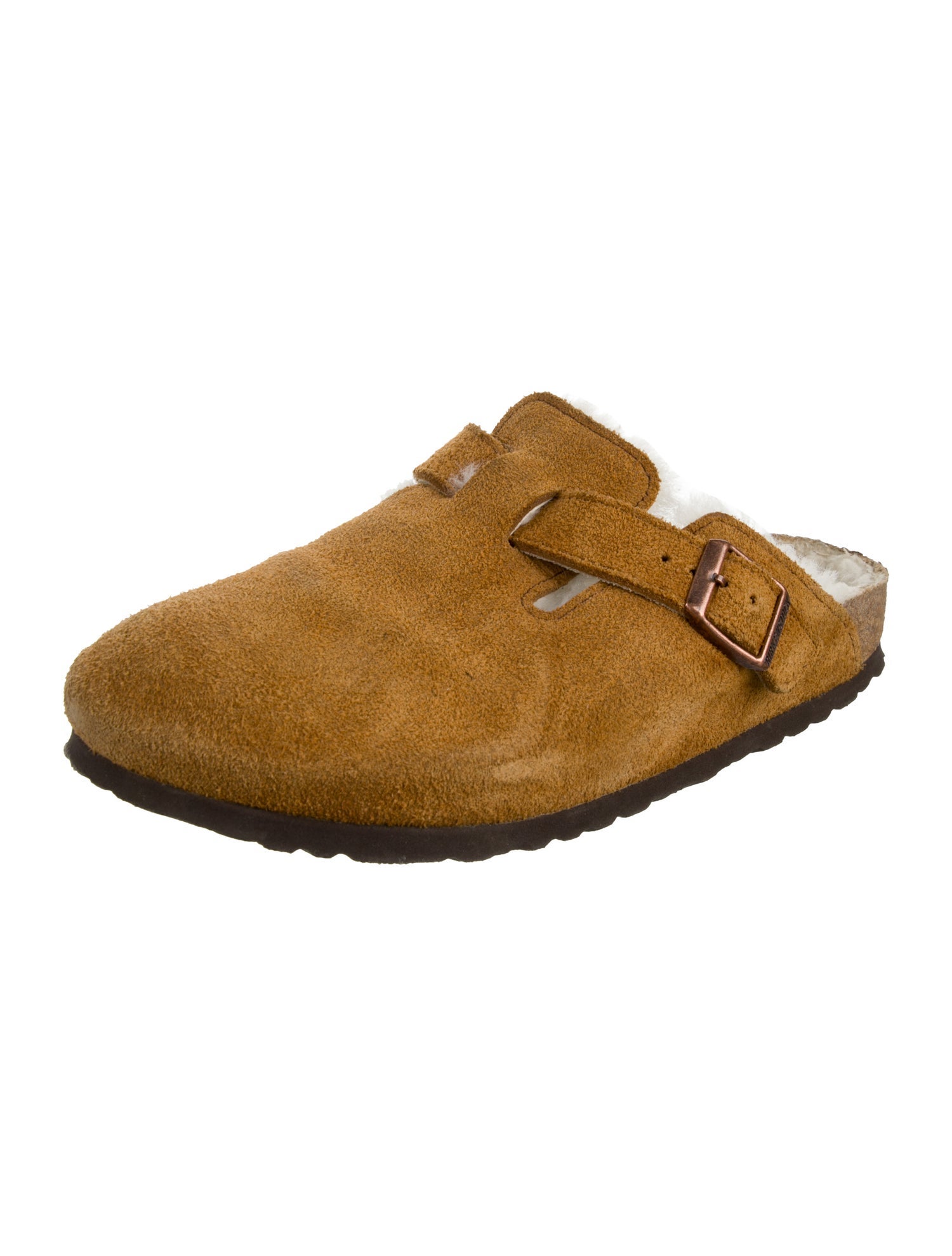 Birkenstock Suede Fur Trim Mules