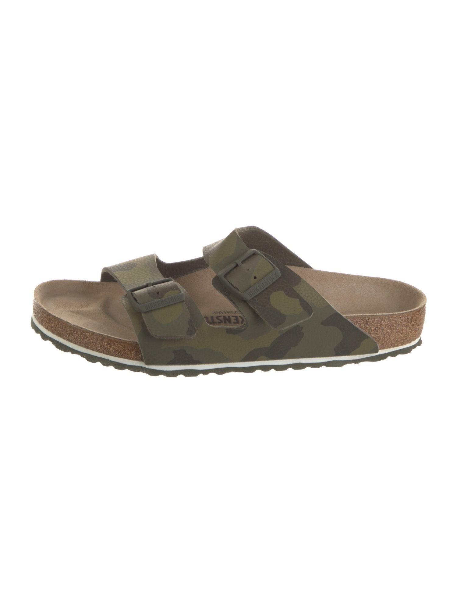 Birkenstock Leather Camouflage Print Slides