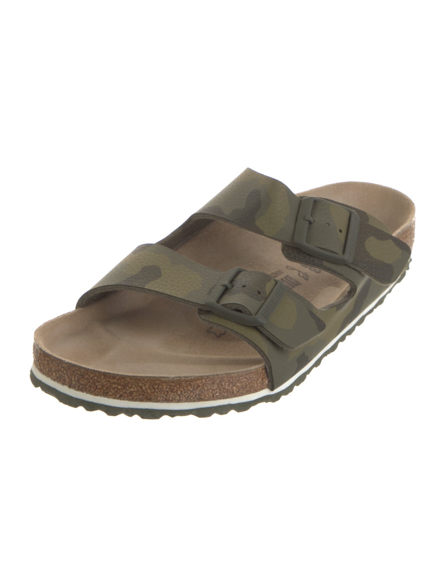 Birkenstock Leather Camouflage Print Slides